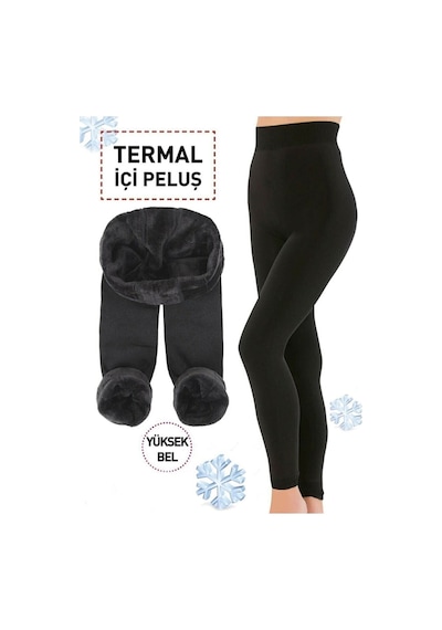 Ff Fit Form Giyim Winterstar Kışlık Peluşlu Termal Tayt Içlik Siyah Kadın Tayt Siyah