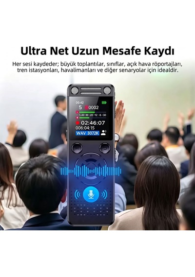 32 Gb Uzun Mesafe Hd Dijital Ses Kayıt Cihazı - Toplantı, Röportaj Ve Ders Kaydedici Hs32 Tg 5klfk5h