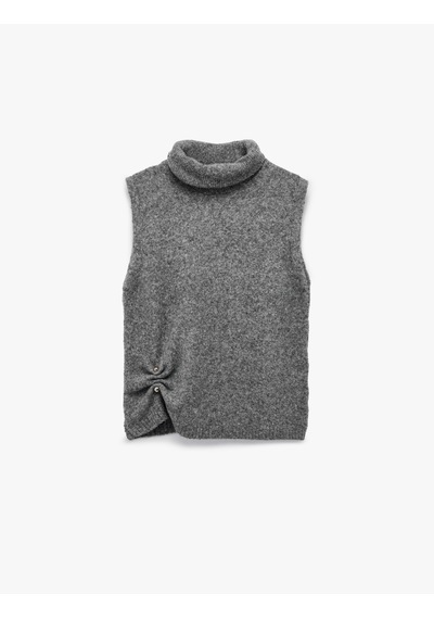 Koton Koton X Sibil Çetinkaya - Aksesuar Detaylı Balıkçı Yaka Oversize Süveter Gri 6wak20091ht