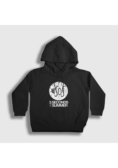 Presmono Unisex Çocuk Logo 5 Seconds Of Summer Kapüşonlu Sweatshirt Siyah
