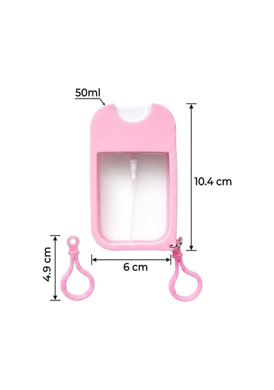 Silikon Kılıflı Sprey Şişesi 45 Ml Taşınabilir Anahtarlıklı Parfüm, Kolonya, Dezenfektan Ve Oda Kokusu Dolum Şişesi 1, Soft Pembe