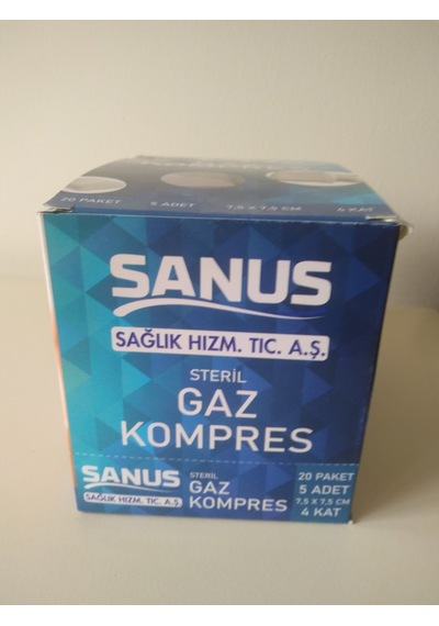 Sanus Steril Gaz Kompres 7.5 x 7.5 CM 4 Kutu (400 Adet)