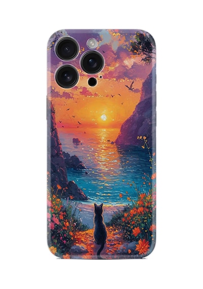 Apple iPhone Uyumlu Apple iPhone Uyumlu 16 Pro Kılıf Boutique Baskılı Resimli Manzara Kedi Pcode -096