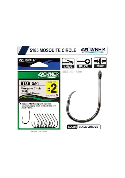 Owner 5185 Mosquito Circle Black Chrome Sinek İğne 2/0