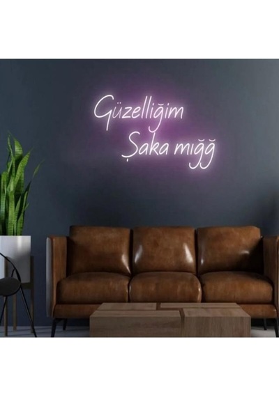 Güzelliğim Şaka Mığğ - Led Dekoratif Duvar Aydınlatması Neon Duvar Yazısı Sihirli Led Mesajlar