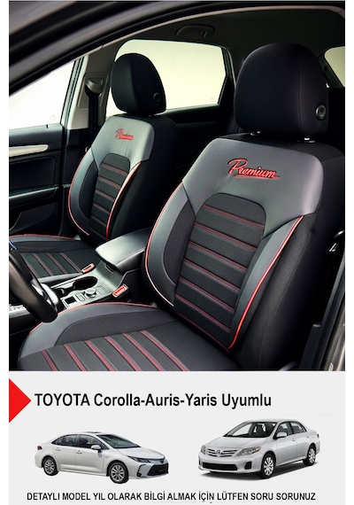 Premium Serisi Lüks Keten Oto Koltuk Kılıfı Toyota Corolla-auris-yaris Uyumlu Siyah