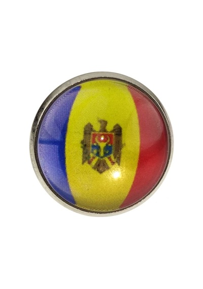 Moldova Moldova Bayrak Rozeti - Paslanmaz Çelik Yuvarlak Yaka Rozeti Çok Renkli