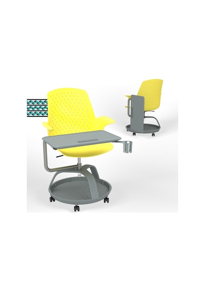 Karr Office Sona 360 Yazı Tablalı Mobil Eğitim Sandalyesi Sarı