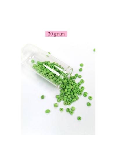 Dökme Cam Kum Boncuk Büyük Boy 6/0 4 Mm - 20 Gram - Yeşil - Bnc072