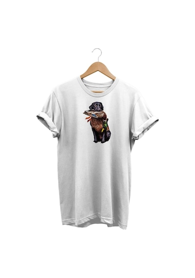 Widi Av Köpeği Baskılı Beyaz T-shirt Beyaz