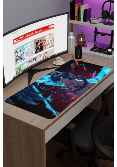 Kaeya Genshin Impact Anime Oyuncu V5 - 90x40 Xxl Gaming Mouse Pad Fare Altlığı