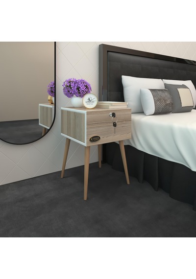 Kenzlife Komodin Çıntay Crd 57 39 39 Çekmeceli Kilitli Ahşap Ayaklı Komidin Cordoba