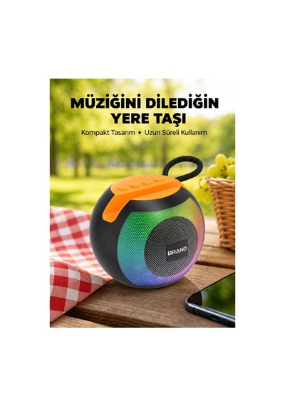 Tekno Rgb Led Işıklı Güçlü Baslı Kablosuz Hoparlör Yeni Nesil Çok Renkli