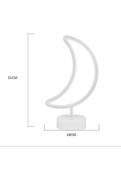 Dekoratif Pilli Ay Tasarımlı 3d Neon Led Masa Ve Gece Lambası 5639 .