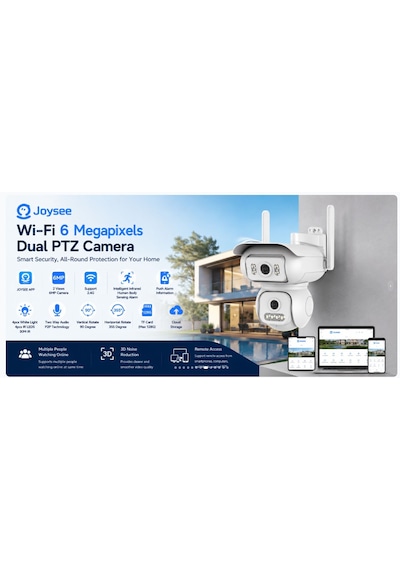 Wi-fi Ptz 6mp Çift Lensli Dış Mekan Akıllı Ptz Güvenlik Kamerası Adaptör Dahil - Joysee Türkçe Uygulama Wifi Qr W2