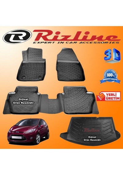 Ford Fiesta 3D Paspas + Bagaj Havuzu 2009-2018 Arası Set Rizline N11.24170