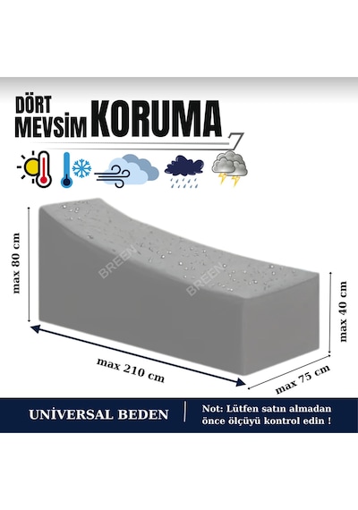 Gri Şezlong Koruma Örtüsü, Koruyucu Kılıf, Su Geçirmez, Güneşten Korur, Toz Ve Kir Önleyici Branda Gri