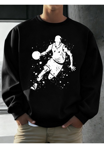 Startmore Startmoremükemmel Basketbol Oyuncusu Baskılı Erkekler Kapüşonlu Üst Klasik Sıcak Günlük Kazaklar Rahat Siyah