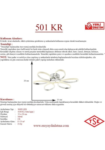 Eray Aydınlatma 501 Krom Led Avize
