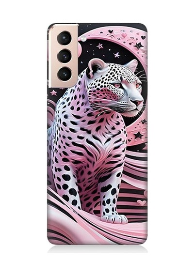 Samsung Galaxy S21 Uyumlu Pembe Leopar Desenli Silikon Kılıf