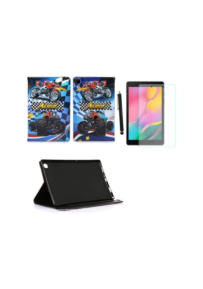 Samsung Galaxy Tab A7 Sm-t500/507 Kılıf Kabartma Resimli Kılıf + Ekran Koruyucu + Kalem Kapaklı Kılıf