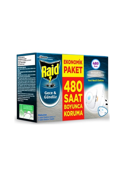 Raid Gece & Gündüz Sinekkovar Cihaz + 2 Yedek - 7 Adet Tarı