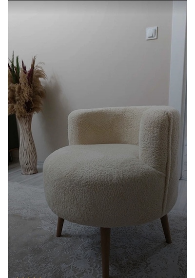 Çay Seti Tekli Koltuk, Berjer Salon, Balkon, Ofis Krem