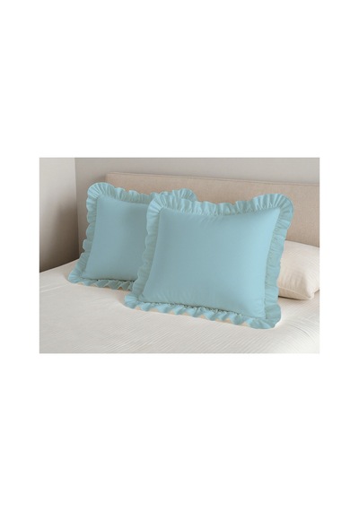 Fırfırlı Pamuklu Kumaş Yastık Kılıfı 50 X 70 Mavi - 719396431 Mavi