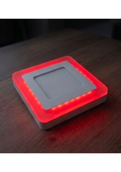 Kare Sıva Üstü Led Spot Armatür 9 Watt Çift Renk Üç Kademe Kırmızı Beyaz Gece Lambası