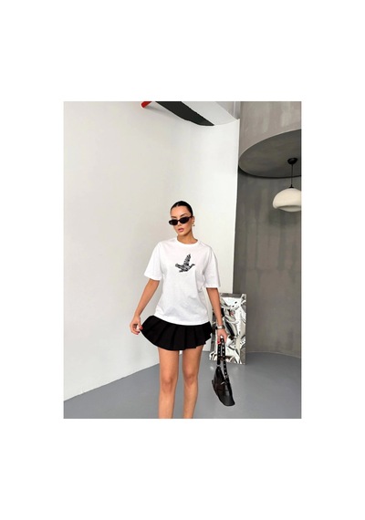Butik İstanbul Kısa Kol Baskılı T-shirt - Beyaz