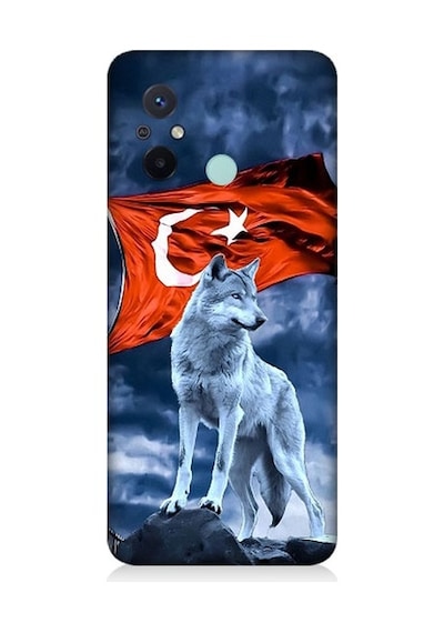 Xiaomi Redmi 12c Uyumlu Kurt Göktürk Ve Bayrak Desenli Silikon Kılıf