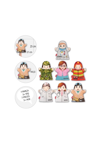 2 Parça Tox Meslekler El Kukla Set Eğitici Oyuncak