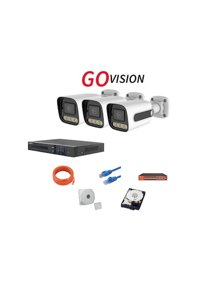 Go Vision 3'lü 5mp 4k Ultra Hd Ip Güvenlik Kamera Seti Gece Görüşlü, Dış Mekan Uyumlu