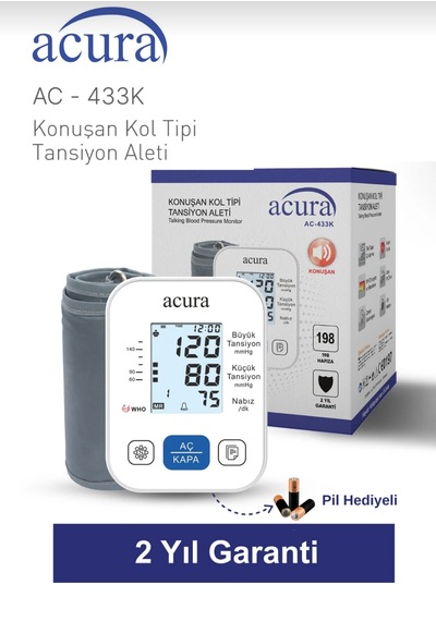 Acura AC-433K Türkçe Konuşan Koldan Tam Otomatik Tansiyon Aleti + Çanta