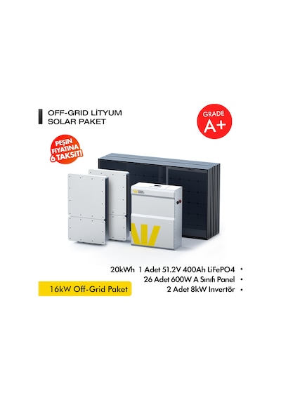 Werer Energy   16kW Off-Grid Solar Paket - LiFePO4 Batarya/Inverter/Solar Panel