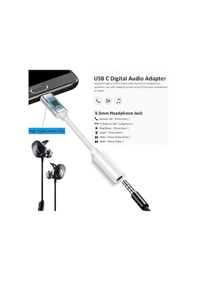 Wahbite Apple Usb C - 3,5 Mm Kulaklık Jakı, İpad Pro 2018/2019/2020 Macbook Pro İçin, Tip C - Aux Kulaklık Dongle Pixel 4xl/3/3 Xl/2/2 Xl, Htc Moto Vb. İle Uyumludur.