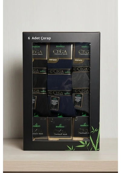 Alfa Aksesuar 03 Çega Bambu Erkek Soket Çorap Asorti Renk 6 Adet Sarı