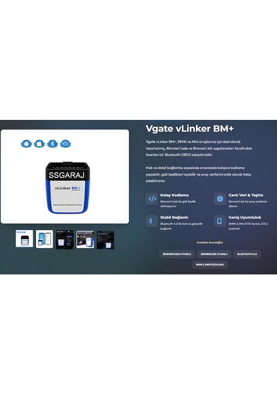Vlinker Bm+ Bmw İçin Özel Arıza Tespit Ve Gizli Özellik Açma Ciha