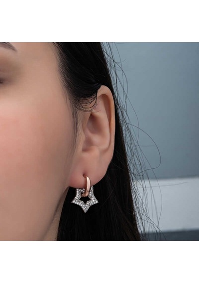 Gumush Gümüş Sallantılı Yıldız Kadın Küpe Rose Gold