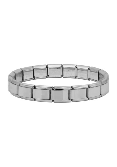 Anti Stres Esnek Denge Bilekliği Paslanmaz Çelik Metal Italyan Charm Bileklik Çelik Gri