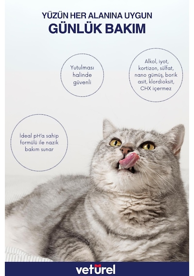 Kedi Yüz Temizleme Solüsyonu Kedi Aknesi Gözyaşı Lekesi Göz Damlası Akıntı Kaşıntı Bakımı 100ml