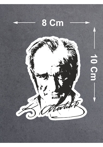 Atatürk Silüet Sticker - Araba Oto Araç Motosiklet Karavan Sticker - 00017 10X8 Cm