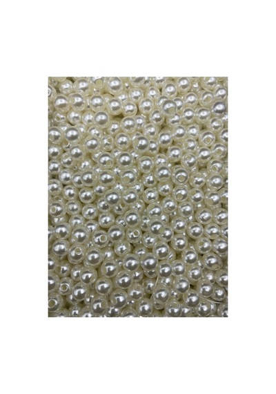 100 Gr 10 Mm Krem Renk Lüks Kaplama Plastik İnci Boncuk , Takı Yapım Boncuğu 100gr, 200 Adet - 674513817