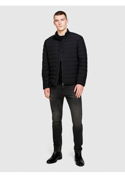 Sisley Kolu Logo Etiketli Fermuarlı Cepli Hafif Ceket Erkek Siyah Mont - 324p24uwsn02r