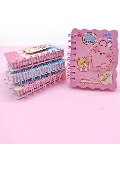 Sevimli Hayvanlar Cırtlı Cep Boy Mini Not Defteri 7x8 Cm - Pembe