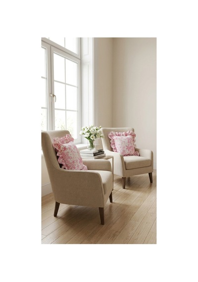 2 Adet %100 Pamuk Simli Pembe Desenli Fırfırlı Kırlent Kılıfı 40x40 Pembe - 900657276 Pembe