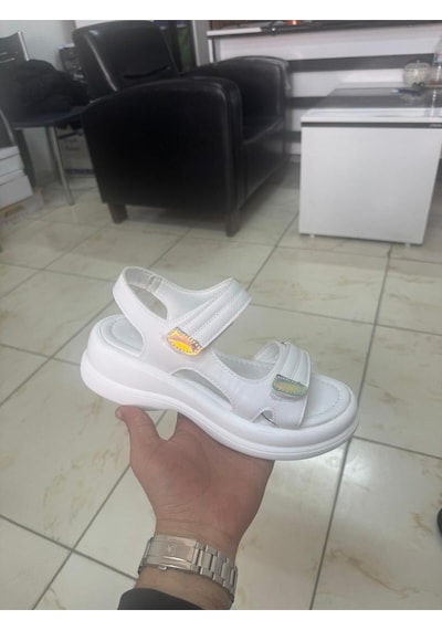 Markasende Bonita Kadın Çırtlı Kalın Taban Günlük Rahat Sandalet Beyaz
