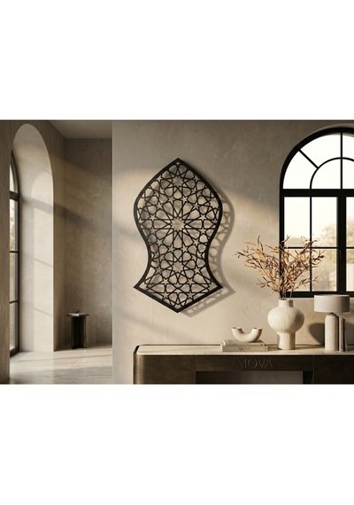 Modern Metal Kadem-i Şerif Duvar Tablosu İslami Geometrik Salon Ofis Duvar Dekoru