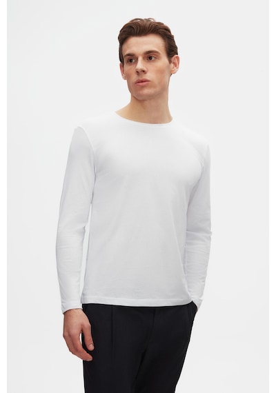 D's Damat Ds Damat Slim Fit Beyaz Bisiklet Yaka %100 Pamuk Nefes Alabilen Uzun Kollu Body T-shirt 4hc14ort0007m 801