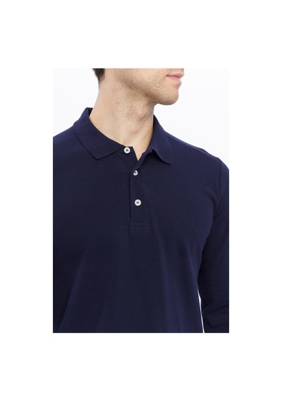 Uniprom Erkek Uzun Kollu Polo Yaka Pamuk Tişört Uzun Kollu T Shirt Lacivert Lacivert